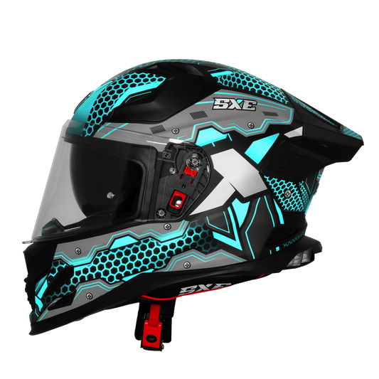 Steelbird Sbh 61 Sxe St2 Black Cyan Green Full Face Helmet