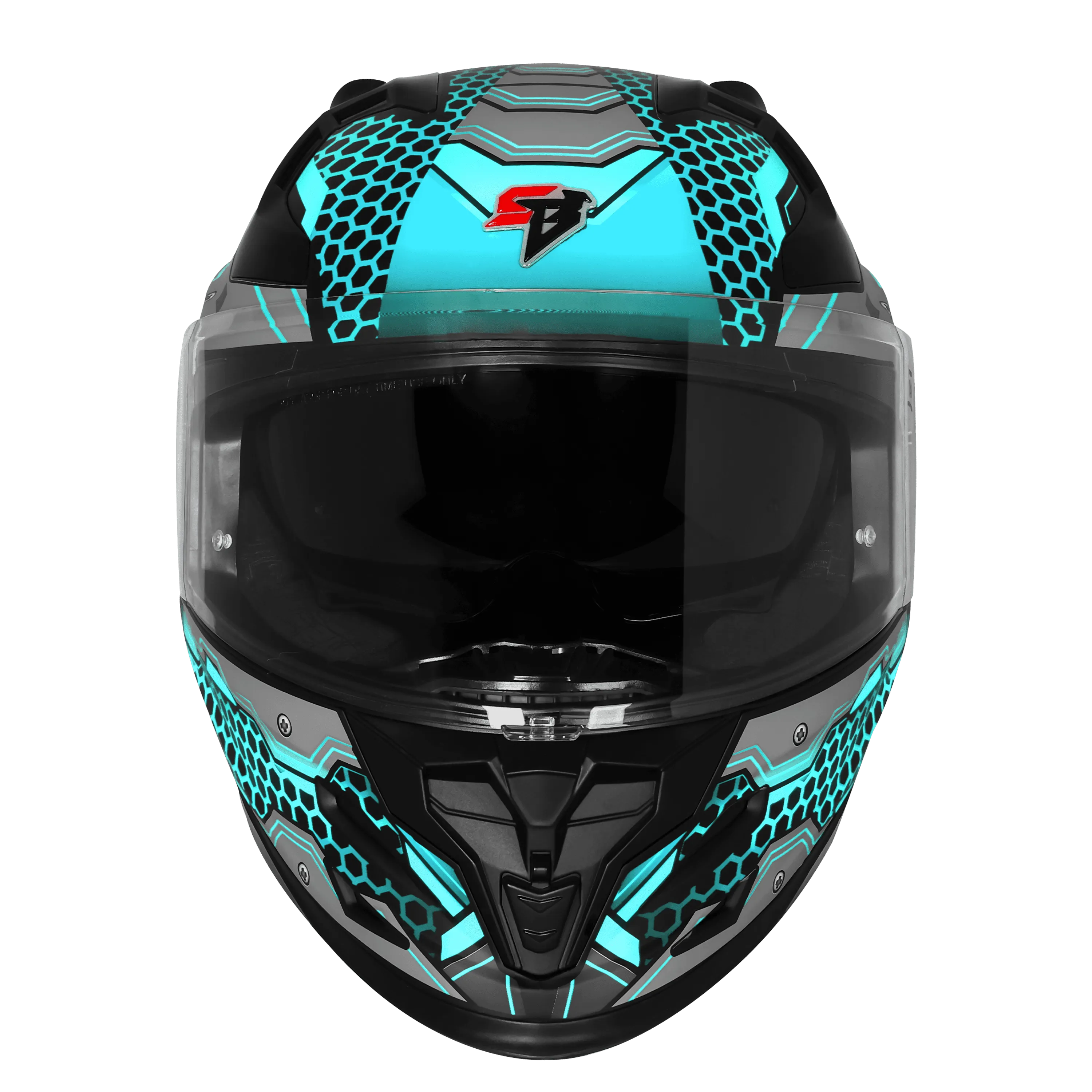 Steelbird Sbh 61 Sxe St2 Black Cyan Green Full Face Helmet
