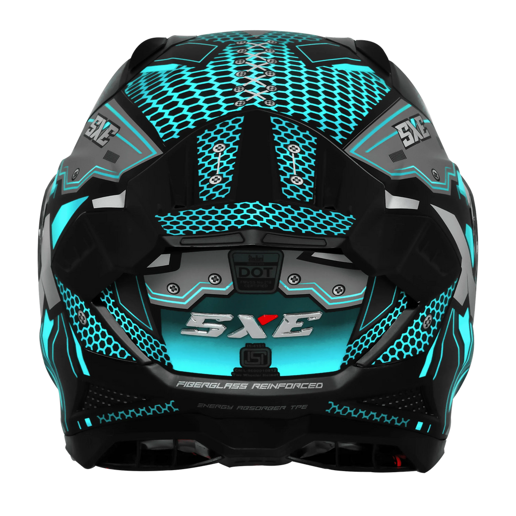 Steelbird Sbh 61 Sxe St2 Black Cyan Green Full Face Helmet