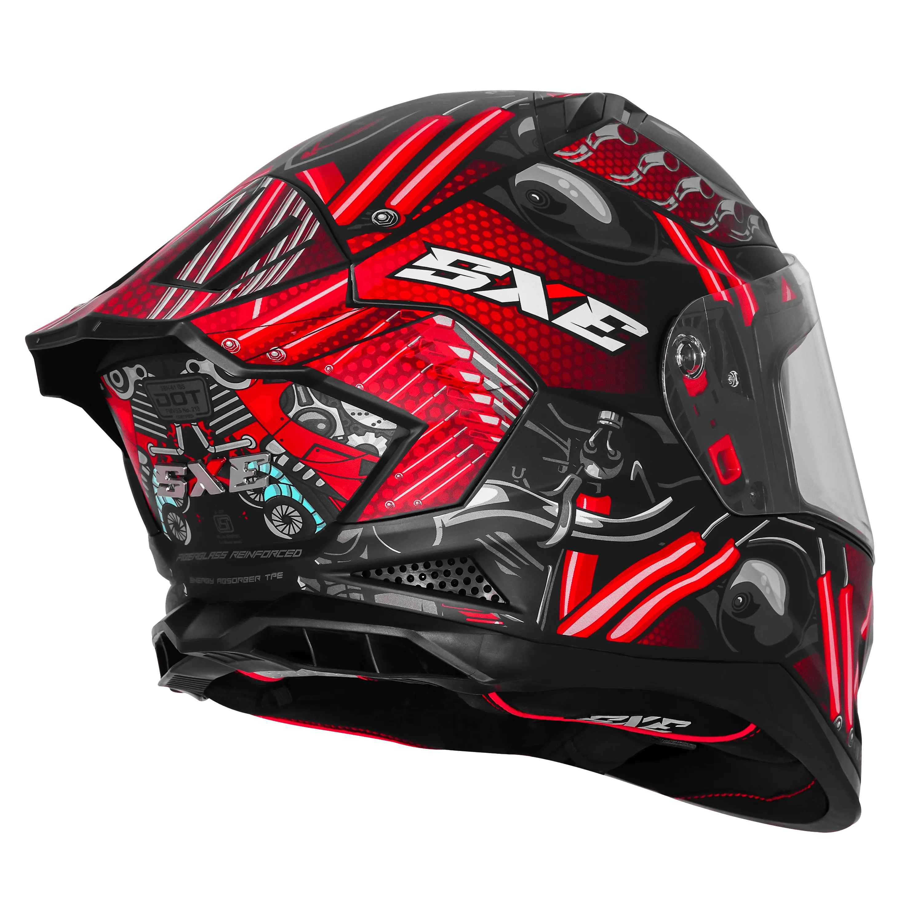 Steelbird Sbh 61 Sxe St2 Black Red Full Face Helmet