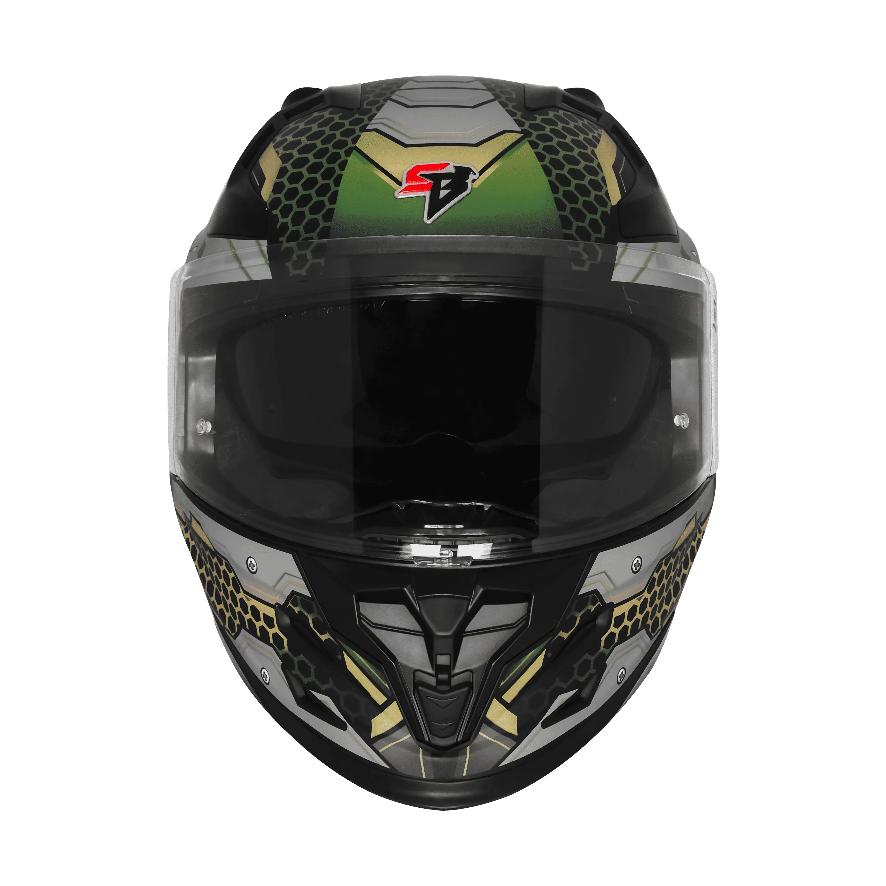 Steelbird Sbh 61 Sxe St2 Matt Black Battle Green Full Face Helmet