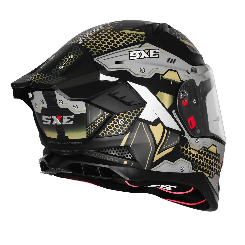 Steelbird Sbh 61 Sxe St2 Matt Black Battle Green Full Face Helmet