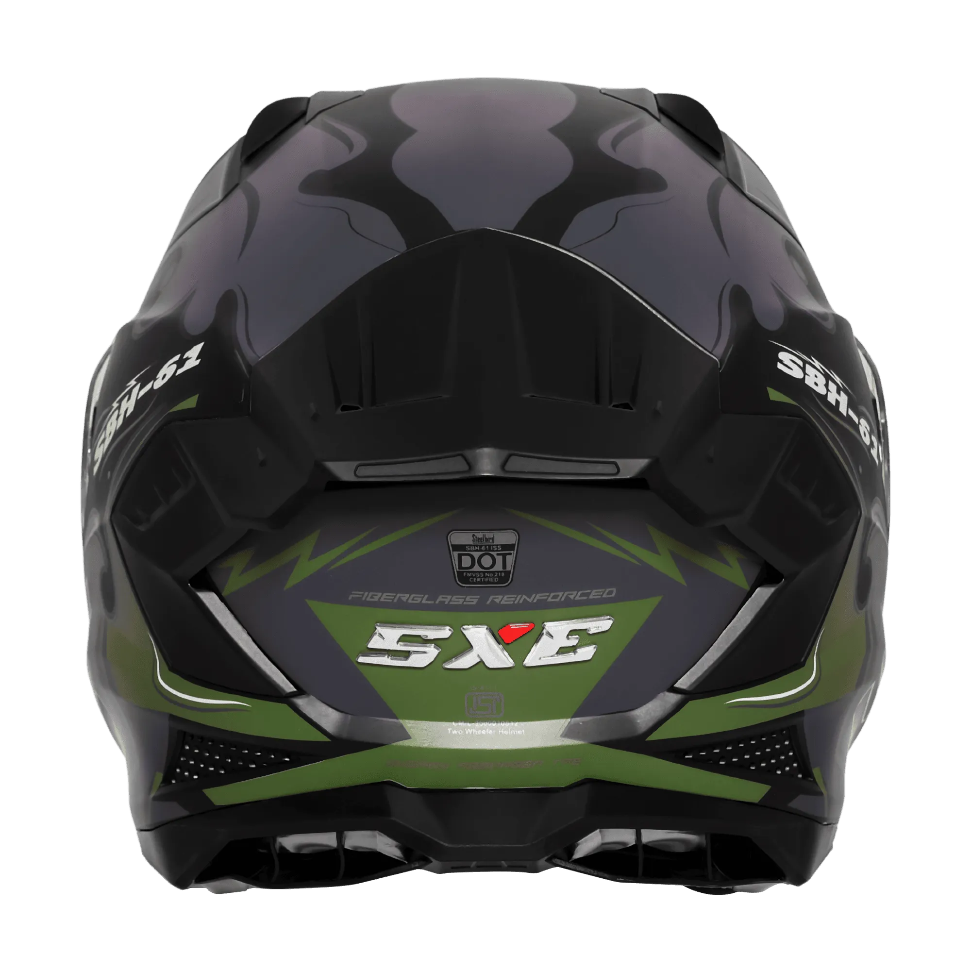 Steelbird Sbh 61 Sxe St3 Black Battle Green Full Face Helmet