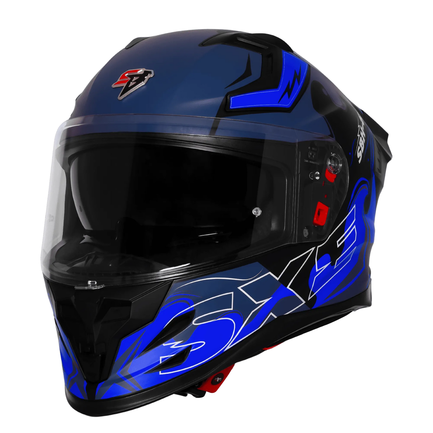 Steelbird Sbh 61 Sxe St3 Black Blue Full Face Helmet