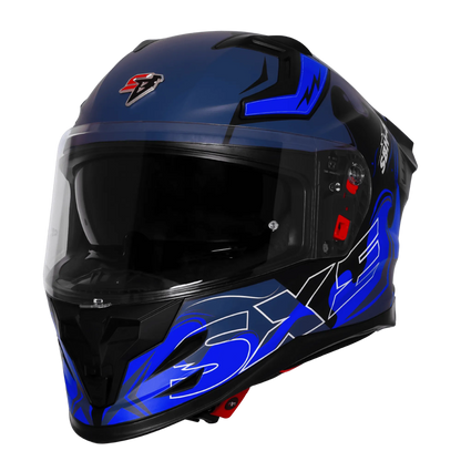 Steelbird Sbh 61 Sxe St3 Black Blue Full Face Helmet