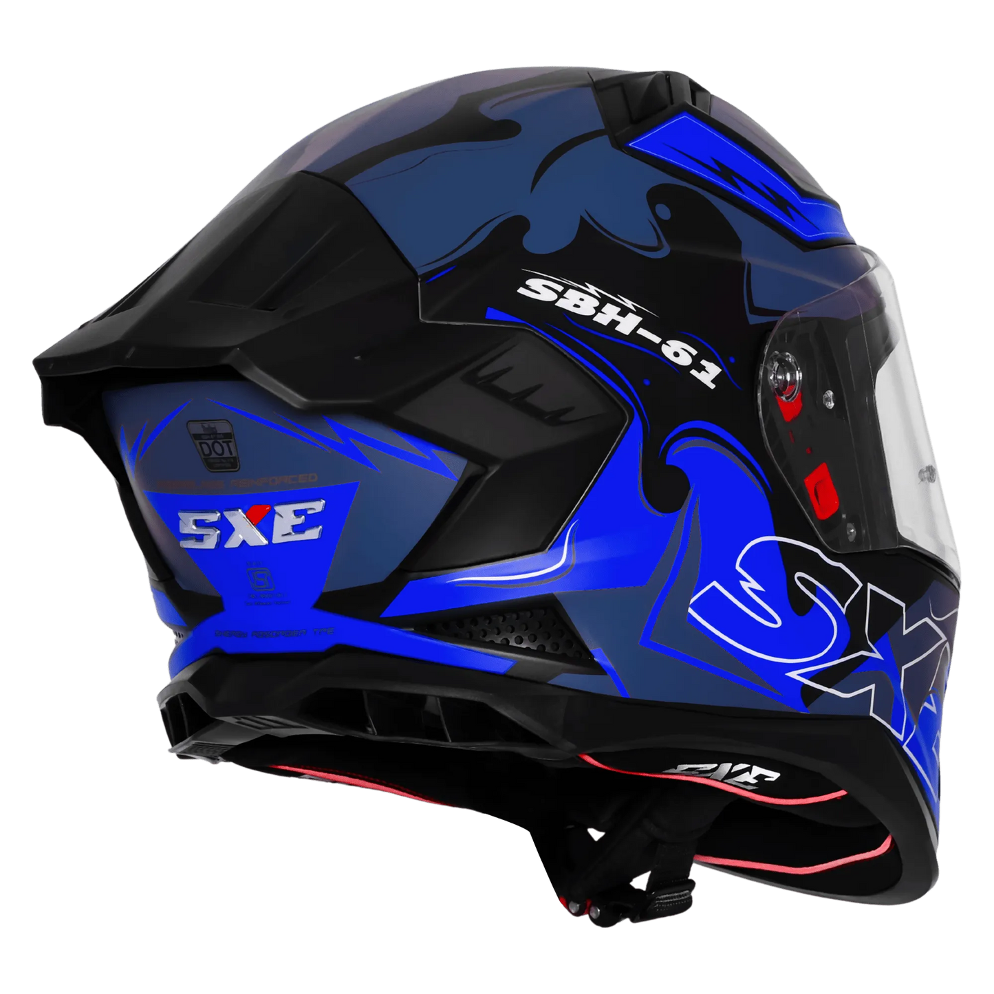 Steelbird Sbh 61 Sxe St3 Black Blue Full Face Helmet