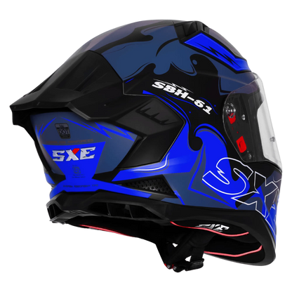 Steelbird Sbh 61 Sxe St3 Black Blue Full Face Helmet