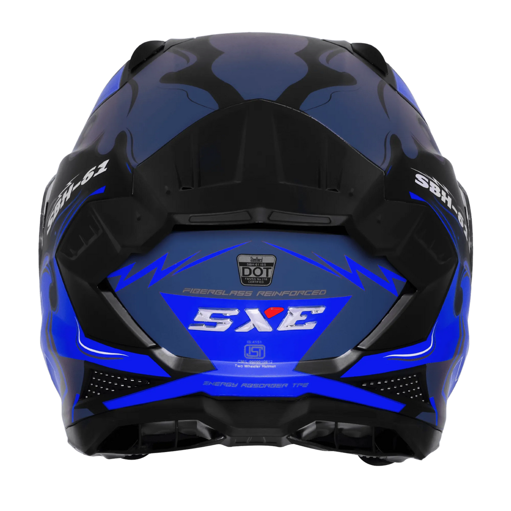 Steelbird Sbh 61 Sxe St3 Black Blue Full Face Helmet