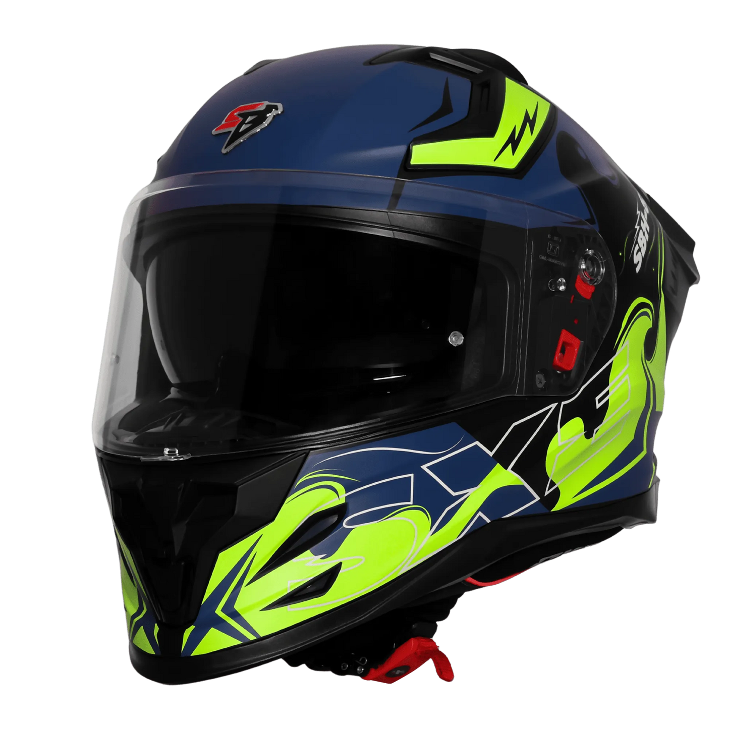 Steelbird Sbh 61 Sxe St3 Black Flu Green Full Face Helmet