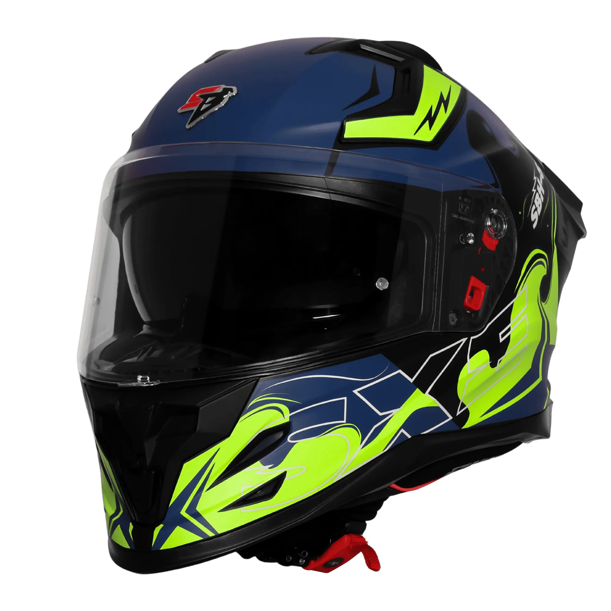 Steelbird Sbh 61 Sxe St3 Black Flu Green Full Face Helmet