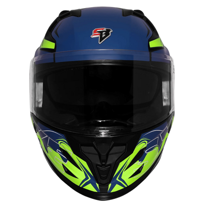 Steelbird Sbh 61 Sxe St3 Black Flu Green Full Face Helmet