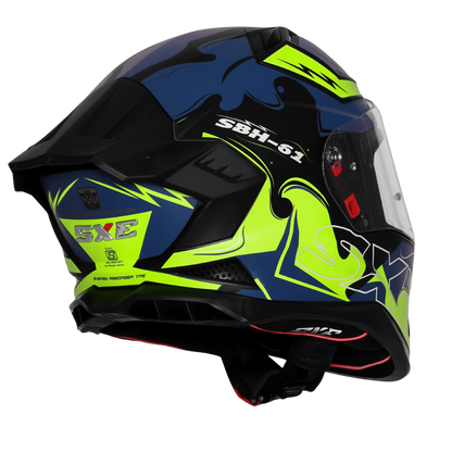 Steelbird Sbh 61 Sxe St3 Black Flu Green Full Face Helmet