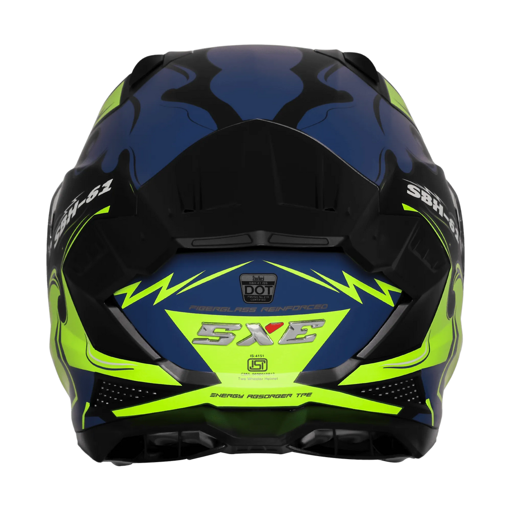 Steelbird Sbh 61 Sxe St3 Black Flu Green Full Face Helmet
