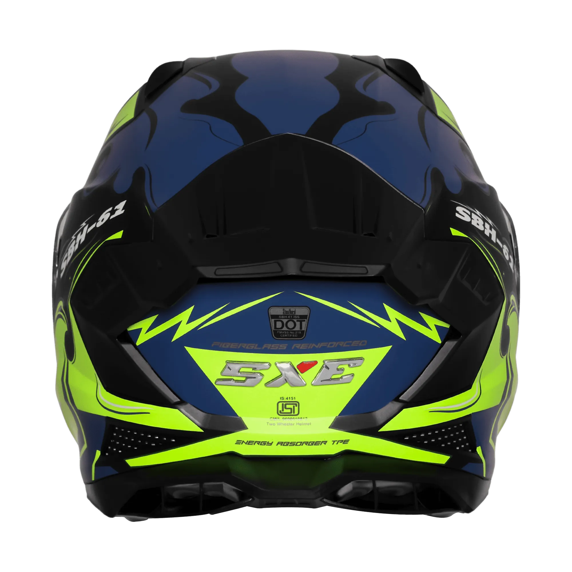 Steelbird Sbh 61 Sxe St3 Black Flu Green Full Face Helmet