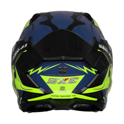 Steelbird Sbh 61 Sxe St3 Black Flu Green Full Face Helmet