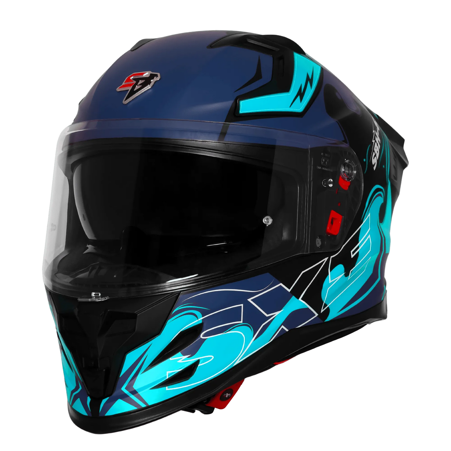 Steelbird Sbh 61 Sxe St3 Black Jazz Blue Full Face Helmet