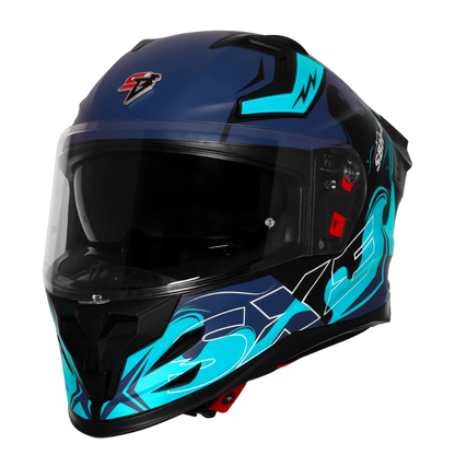Steelbird Sbh 61 Sxe St3 Black Jazz Blue Full Face Helmet