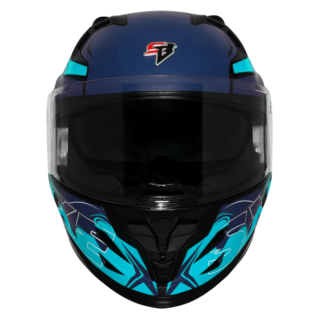 Steelbird Sbh 61 Sxe St3 Black Jazz Blue Full Face Helmet