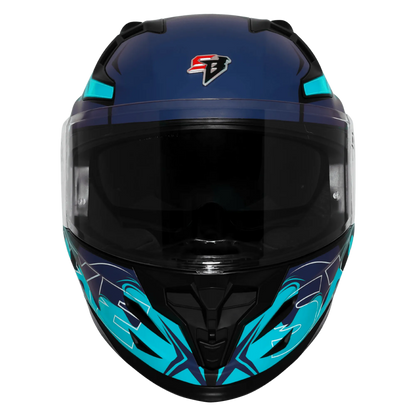 Steelbird Sbh 61 Sxe St3 Black Jazz Blue Full Face Helmet