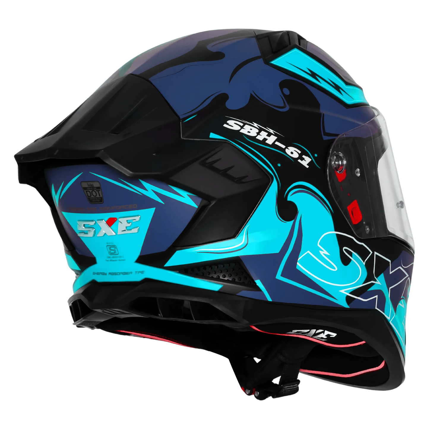 Steelbird Sbh 61 Sxe St3 Black Jazz Blue Full Face Helmet