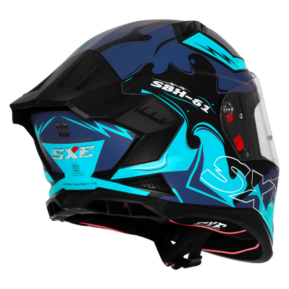 Steelbird Sbh 61 Sxe St3 Black Jazz Blue Full Face Helmet