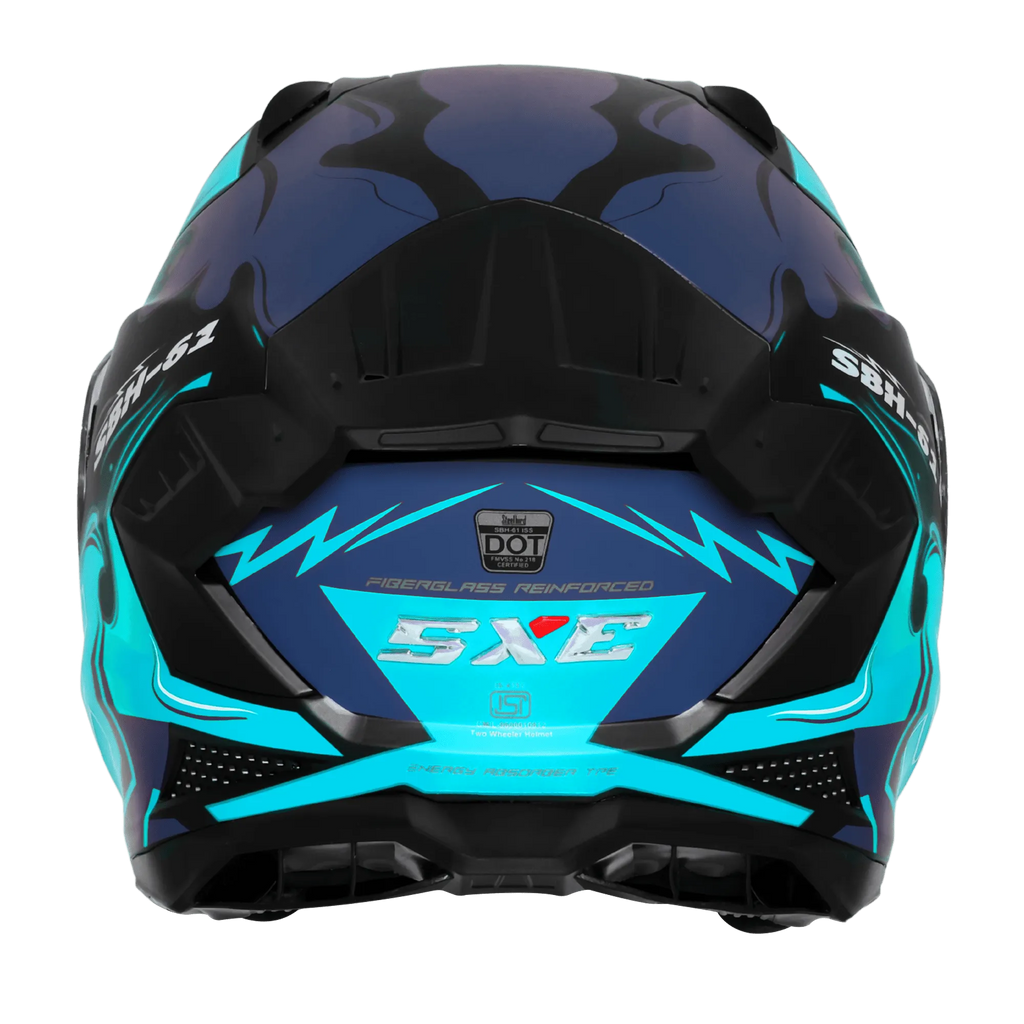 Steelbird Sbh 61 Sxe St3 Black Jazz Blue Full Face Helmet