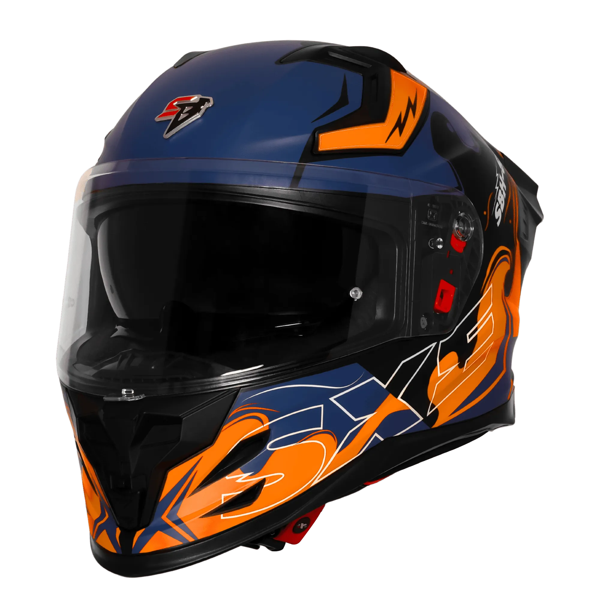 Steelbird Sbh 61 Sxe St3 Black Orange Full Face Helmet