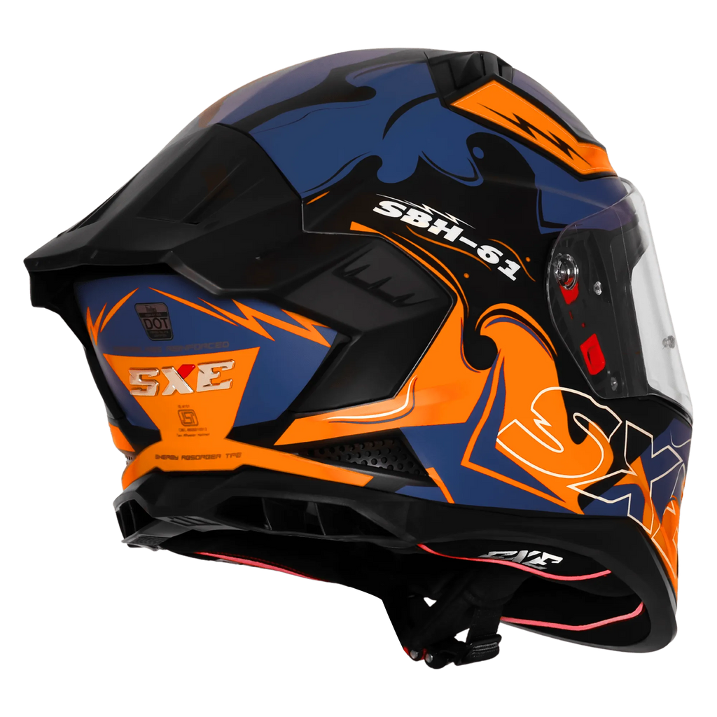 Steelbird Sbh 61 Sxe St3 Black Orange Full Face Helmet