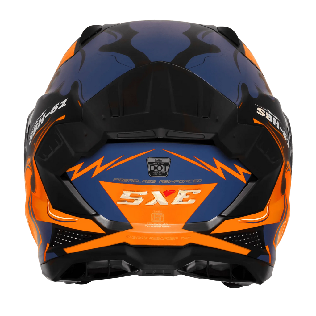 Steelbird Sbh 61 Sxe St3 Black Orange Full Face Helmet