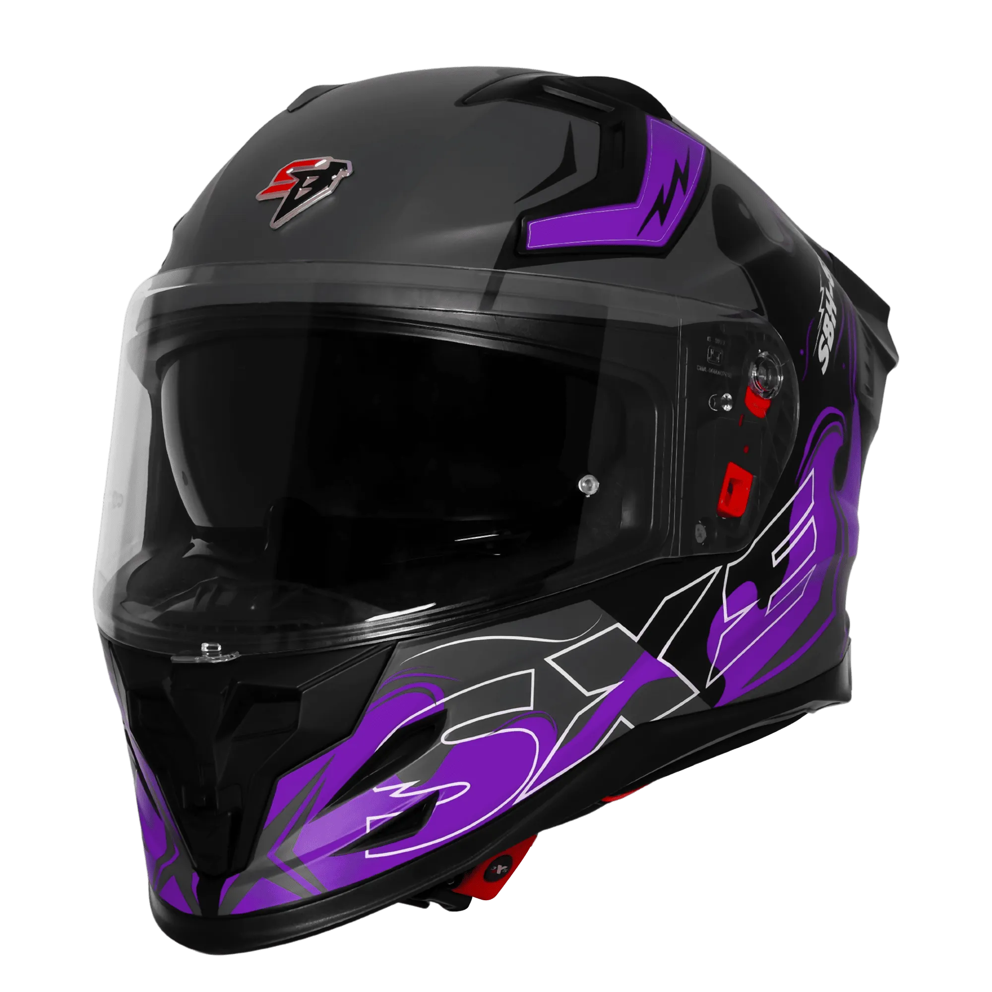 Steelbird Sbh 61 Sxe St3 Black Purple Full Face Helmet