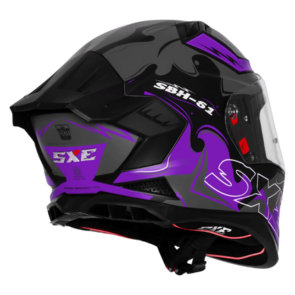 Steelbird Sbh 61 Sxe St3 Black Purple Full Face Helmet