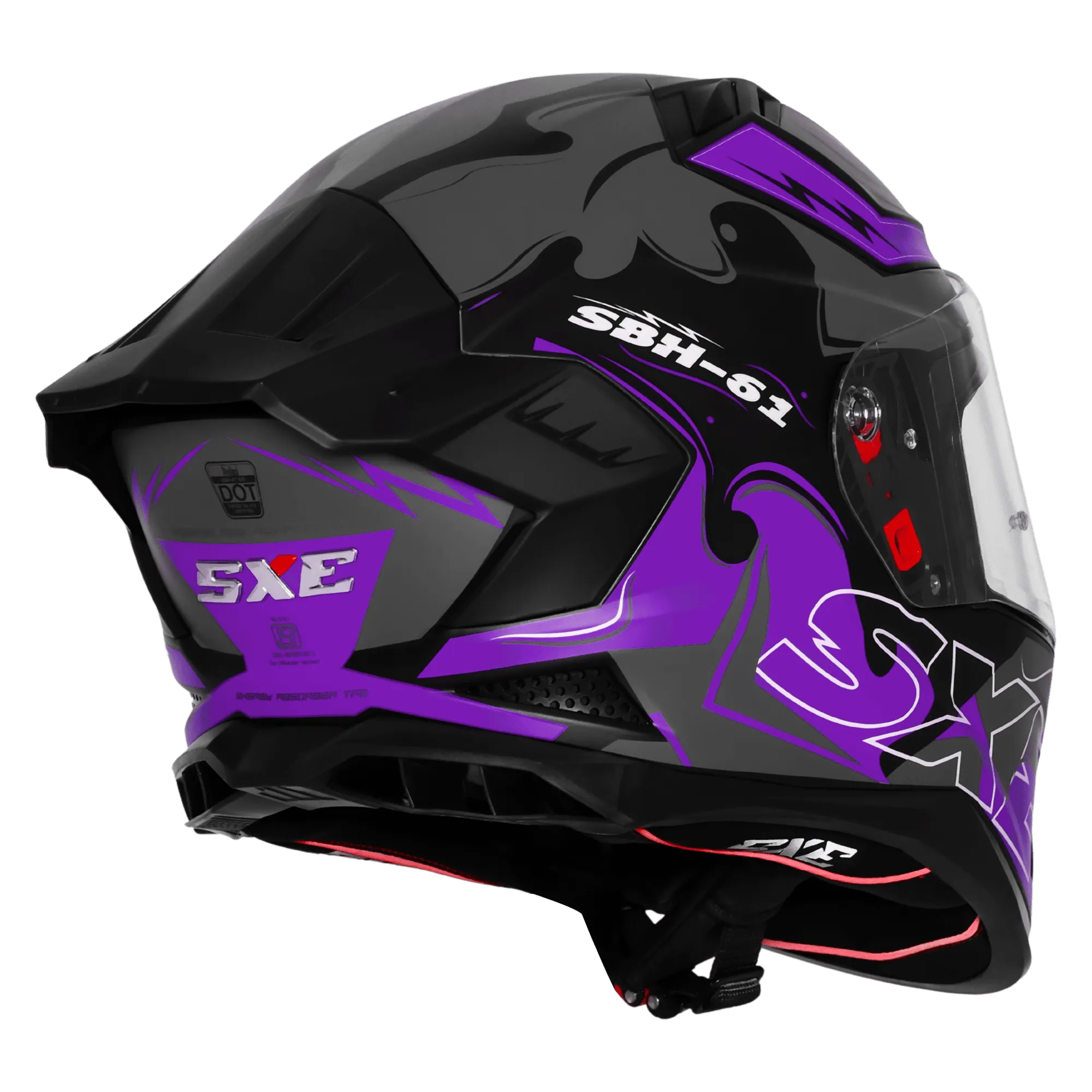 Steelbird Sbh 61 Sxe St3 Black Purple Full Face Helmet