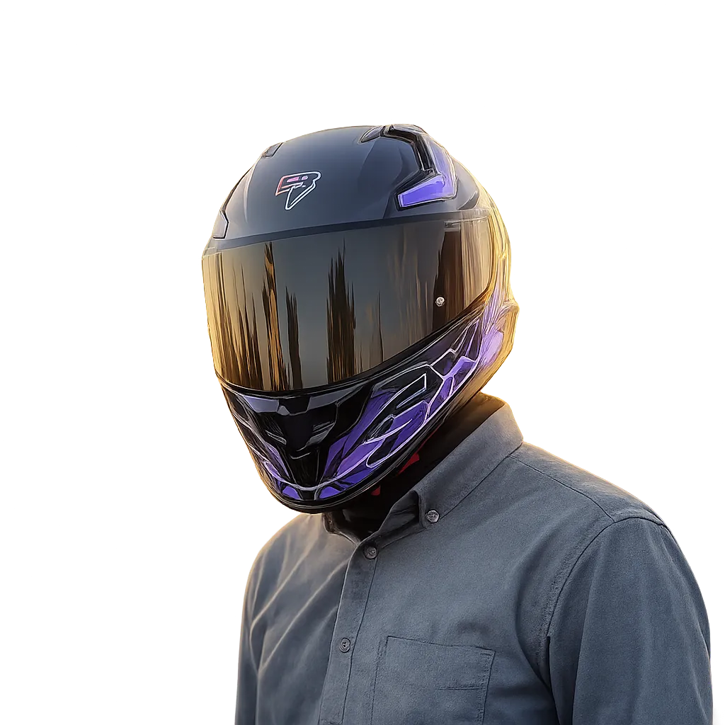 Steelbird Sbh 61 Sxe St3 Black Purple Full Face Helmet