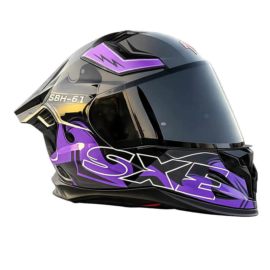Steelbird Sbh 61 Sxe St3 Black Purple Full Face Helmet