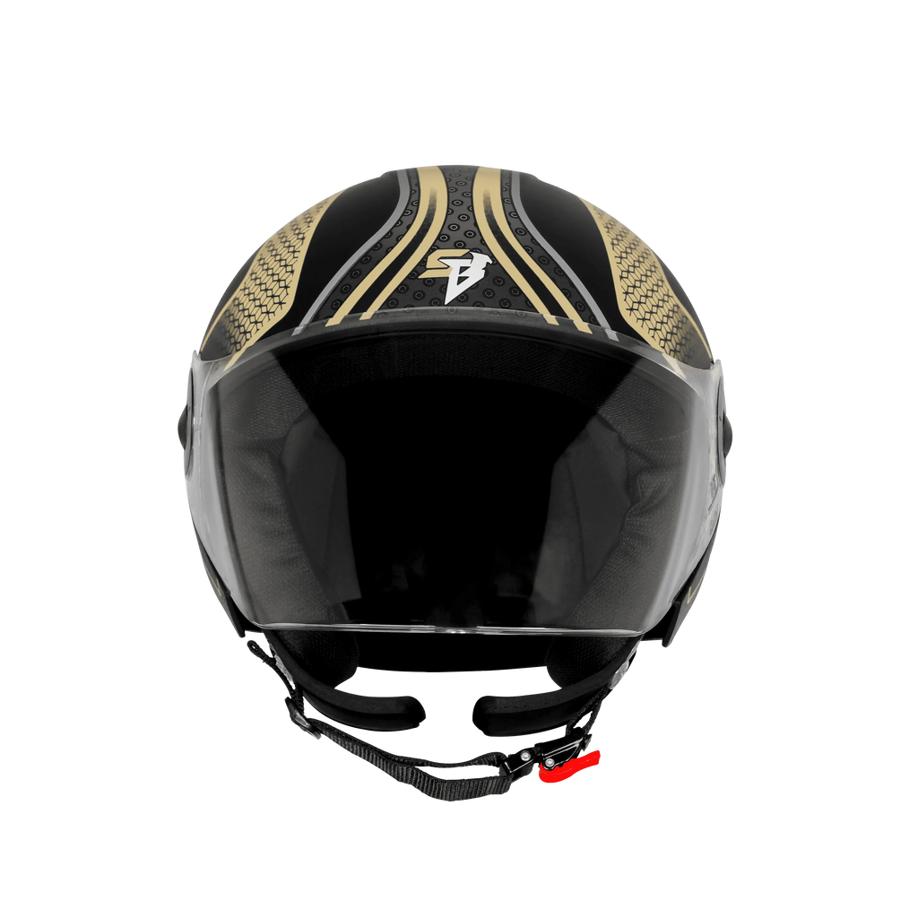 Steelbird Sbh 64 Zip Rebel Riders Black Desert Storm Half Face Helmet