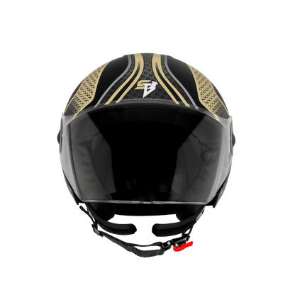 Steelbird Sbh 64 Zip Rebel Riders Black Desert Storm Half Face Helmet