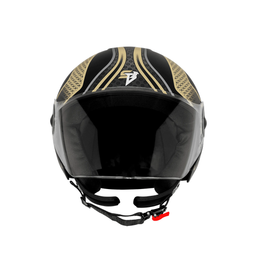 Steelbird Sbh 64 Zip Rebel Riders Black Desert Storm Half Face Helmet