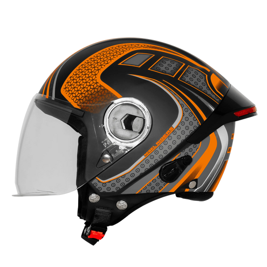 Steelbird Sbh 64 Zip Rebel Riders Black Orange Half Face Helmet