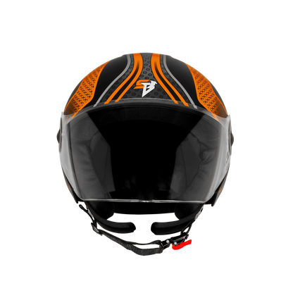 Steelbird Sbh 64 Zip Rebel Riders Black Orange Half Face Helmet