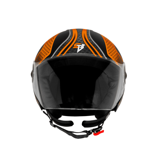 Steelbird Sbh 64 Zip Rebel Riders Black Orange Half Face Helmet