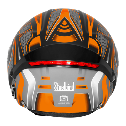 Steelbird Sbh 64 Zip Rebel Riders Black Orange Half Face Helmet