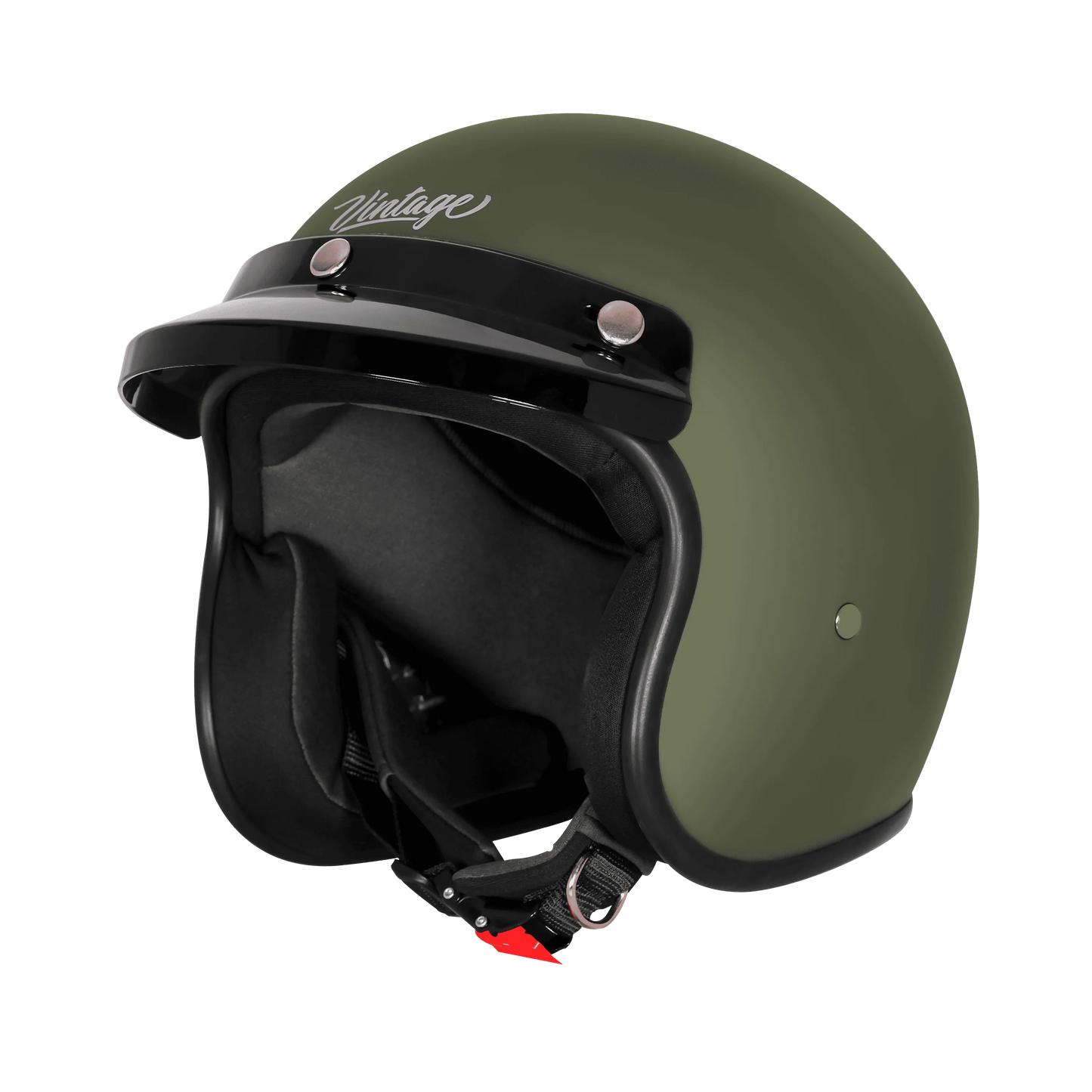 Steelbird Sbh 66 Vintage Matt Battle Green Half Face Helmet