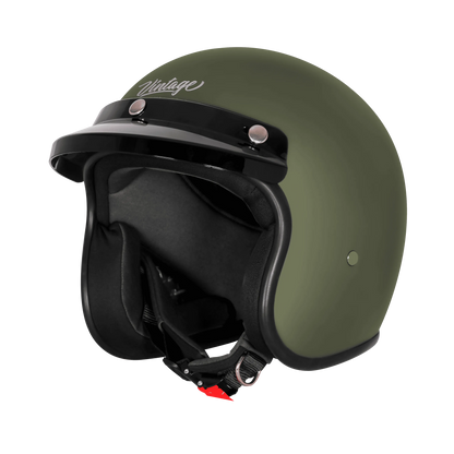 Steelbird Sbh 66 Vintage Matt Battle Green Half Face Helmet