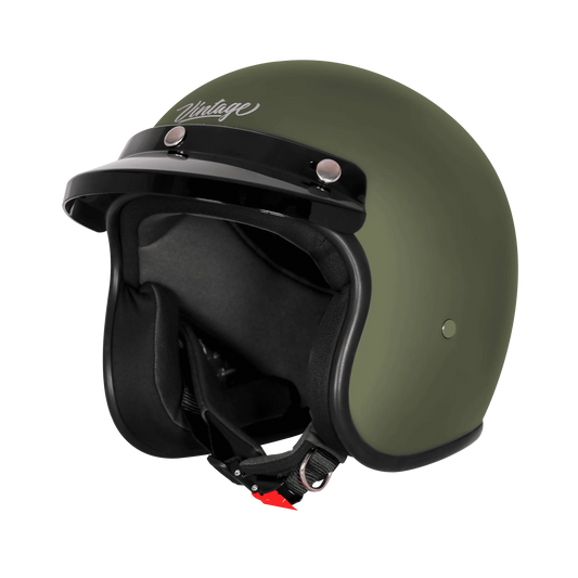 Steelbird Sbh 66 Vintage Matt Battle Green Half Face Helmet