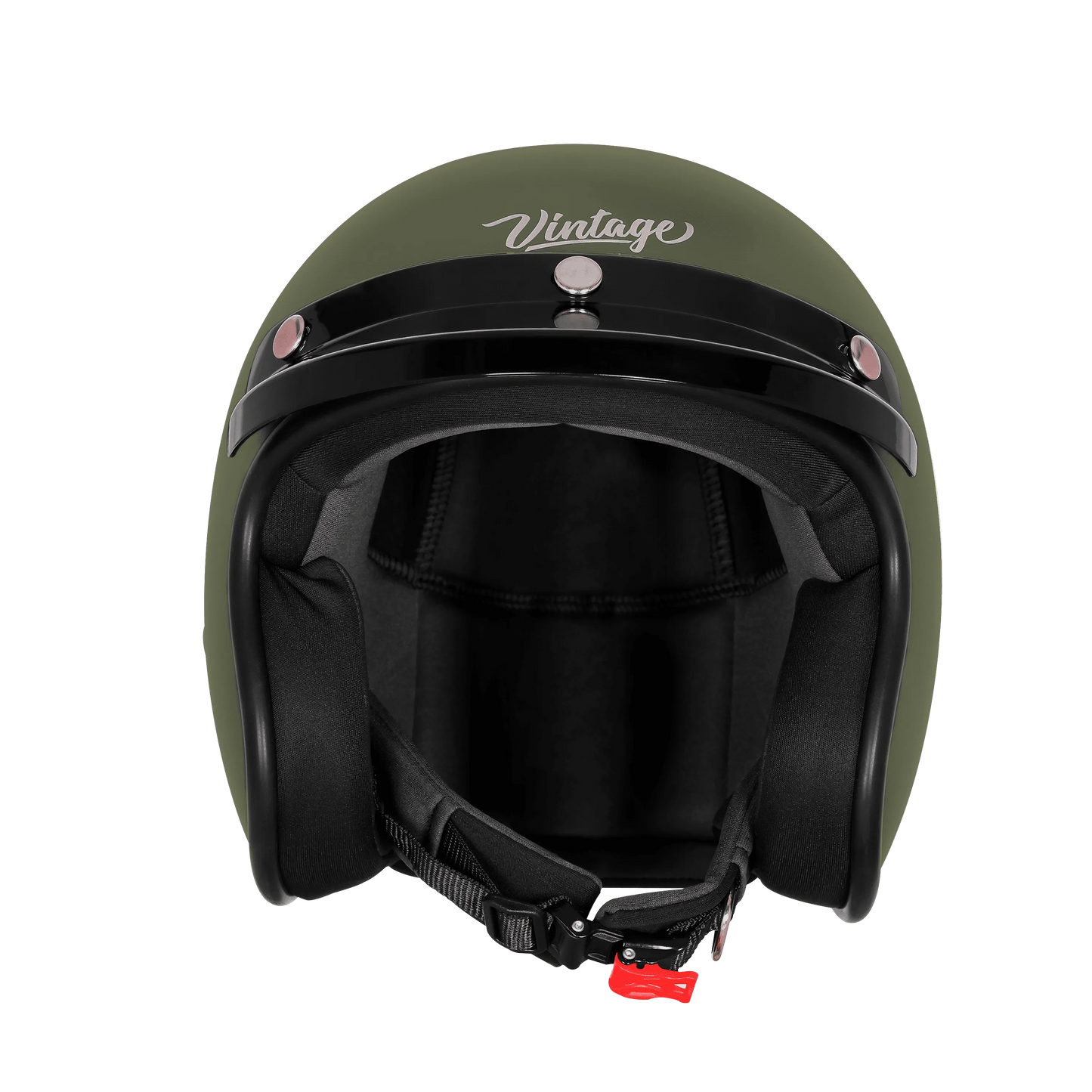 Steelbird Sbh 66 Vintage Matt Battle Green Half Face Helmet