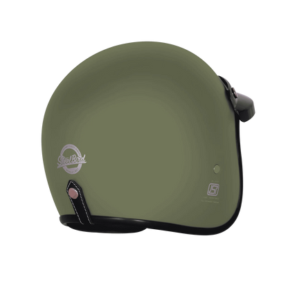 Steelbird Sbh 66 Vintage Matt Battle Green Half Face Helmet