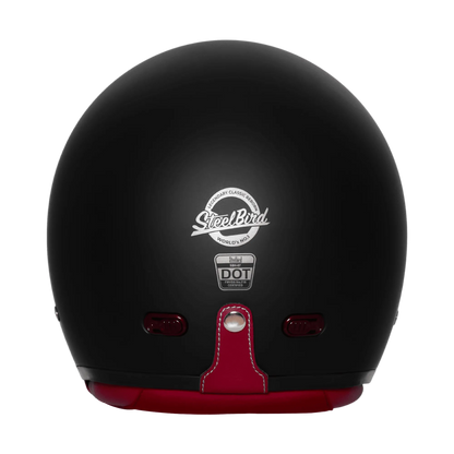 Steelbird Sbh 67 Vintage Black Half Face Helmet