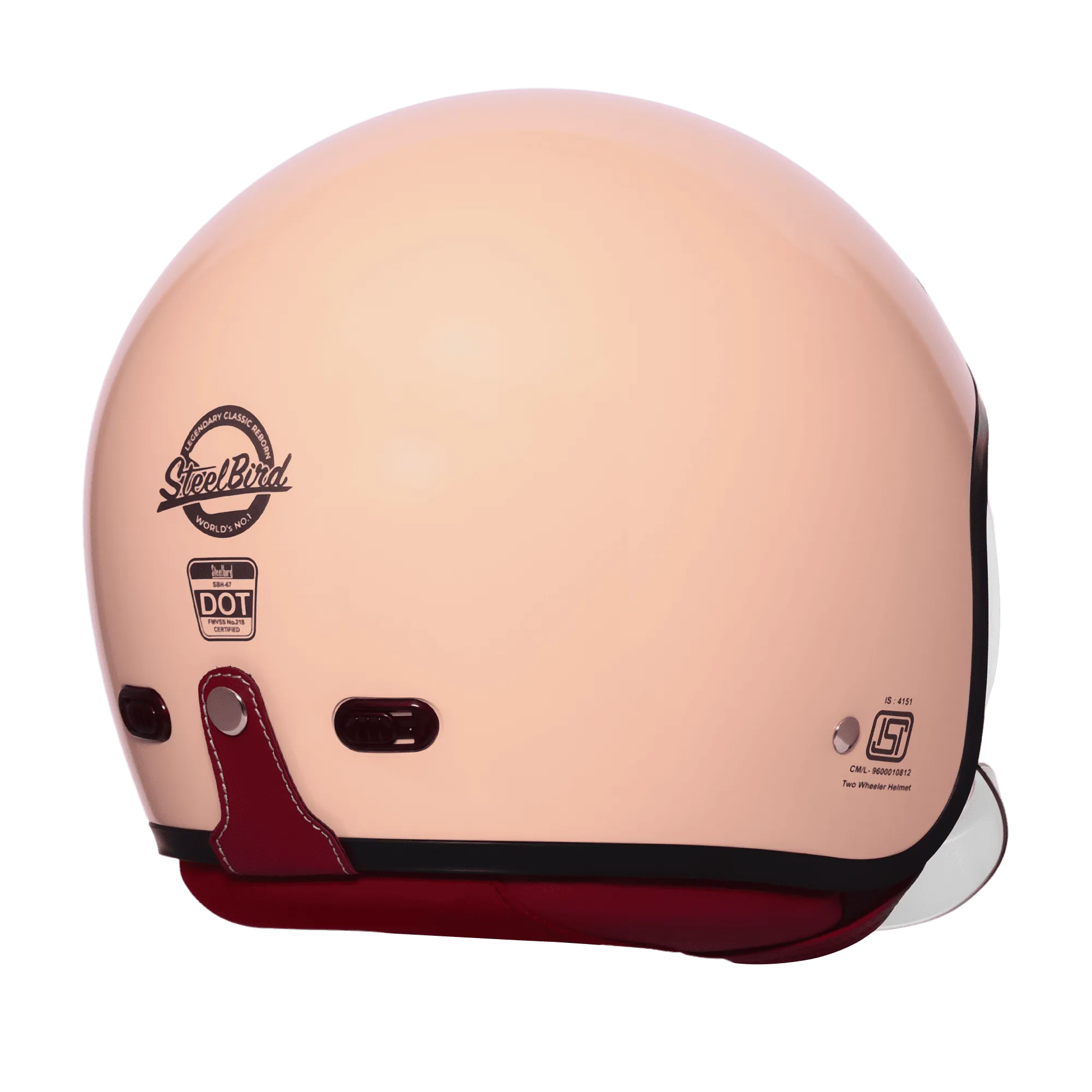 Steelbird Sbh 67 Vintage Coral Peach Half Face Helmet