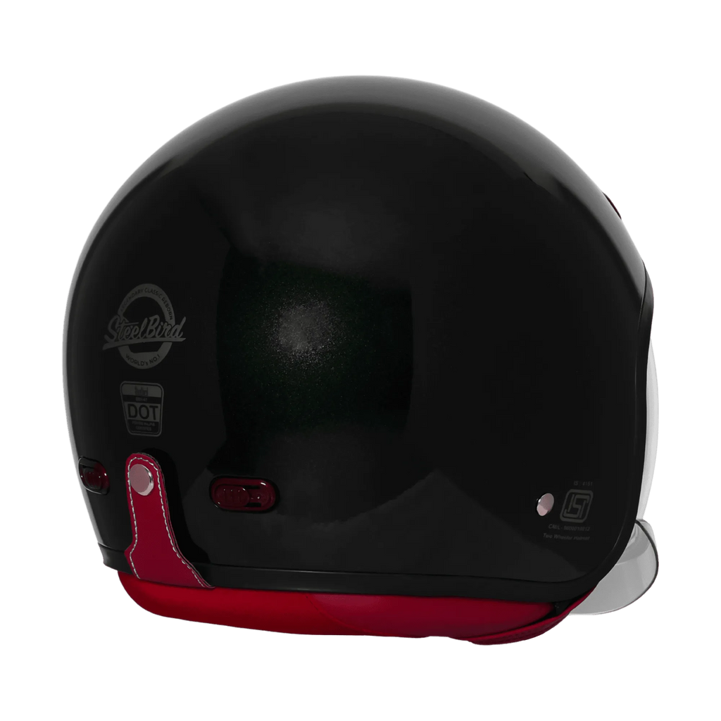 Steelbird Sbh 67 Vintage Exotic Green Half Face Helmet