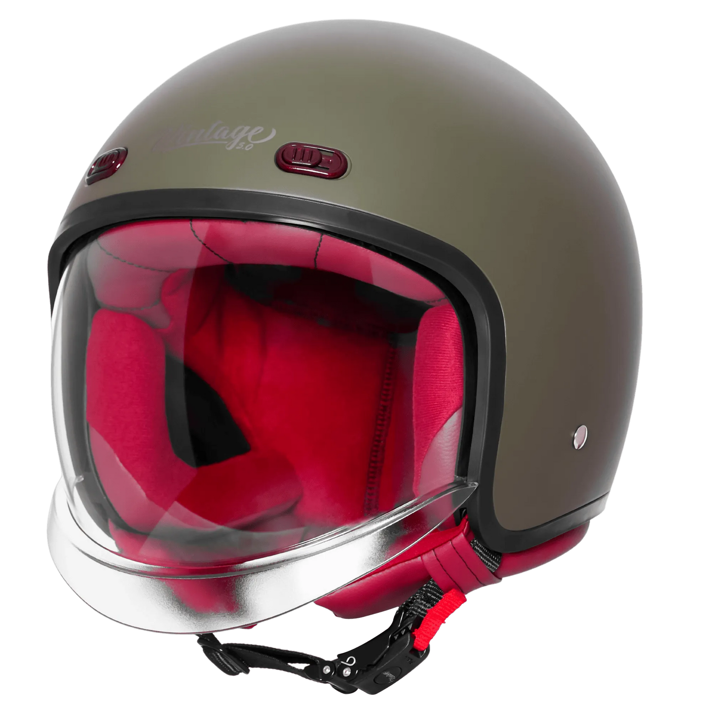 Steelbird Sbh 67 Vintage Matt Battle Green Half Face Helmet